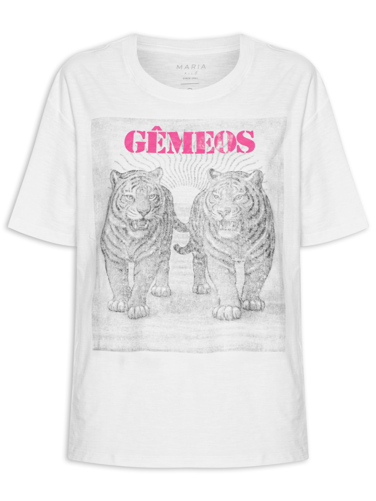 Camiseta Feminina Signo Gemêos Branco Maria Filó