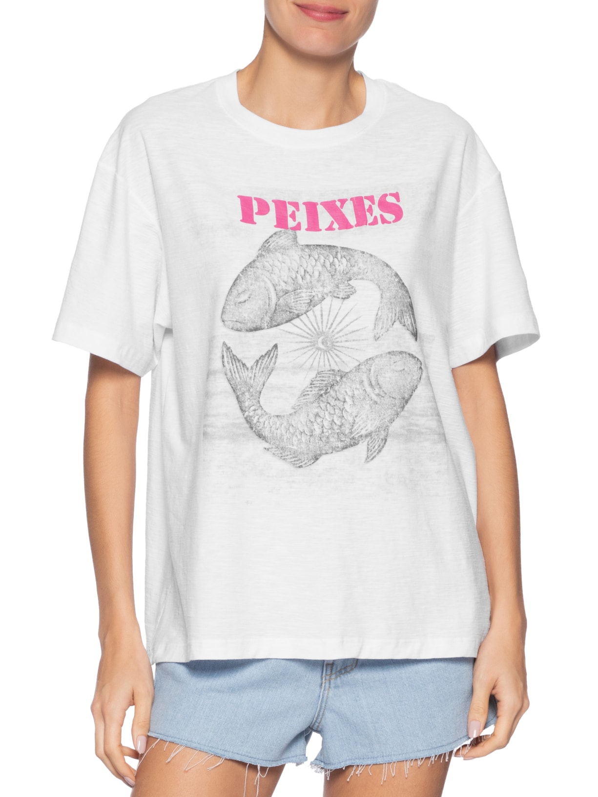 Camiseta Feminina Signo Peixes Branco Maria Filó