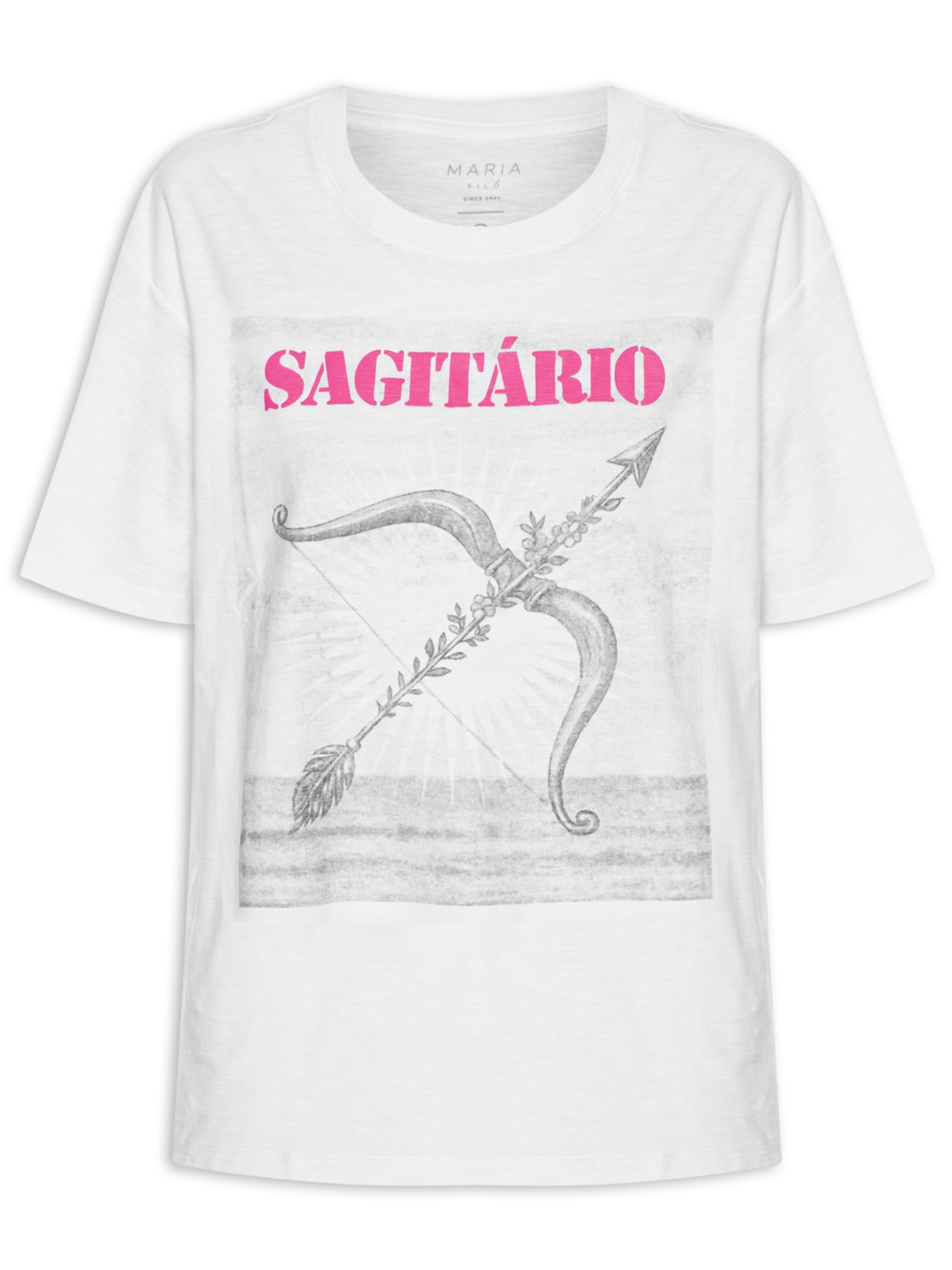 Camiseta Feminina Signo Sagitário Branco Maria Filó
