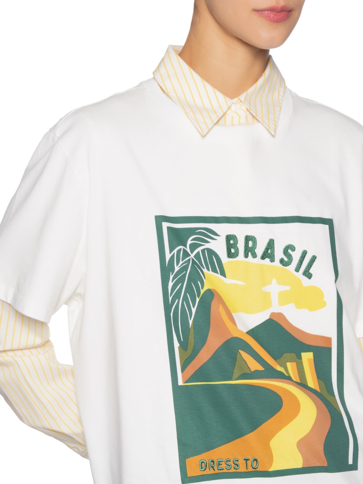 Camiseta Feminina Silk Brasil Branco Dress To