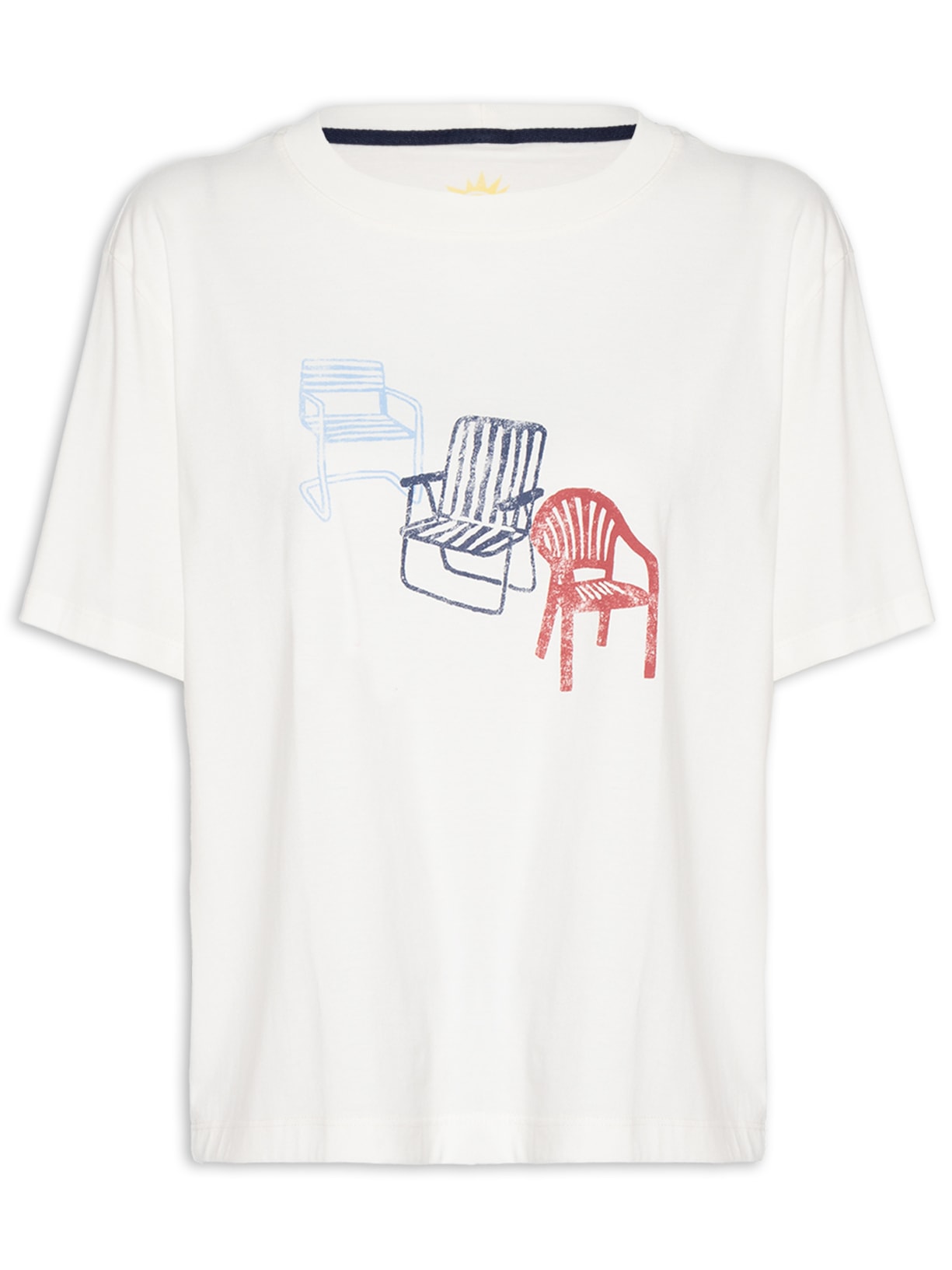 Camiseta Feminina Silk Cadeiras – Branco