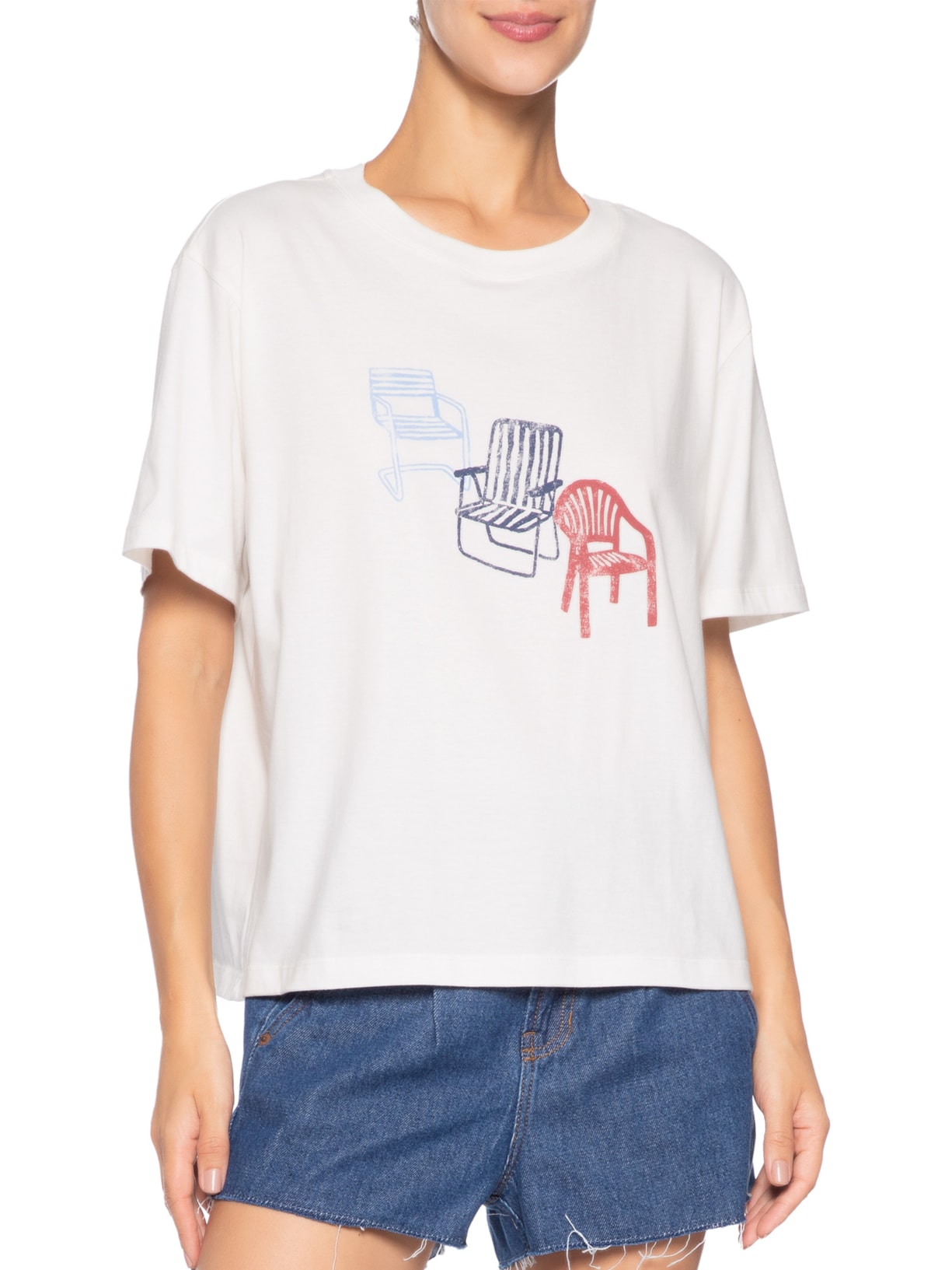 Camiseta Feminina Silk Cadeiras – Branco Dress To