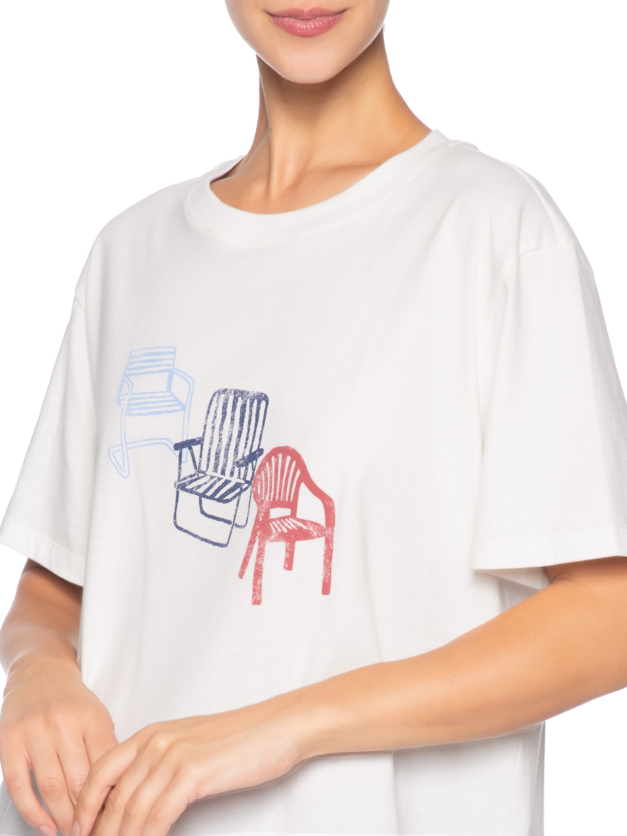 Camiseta Feminina Silk Cadeiras – Branco Dress To