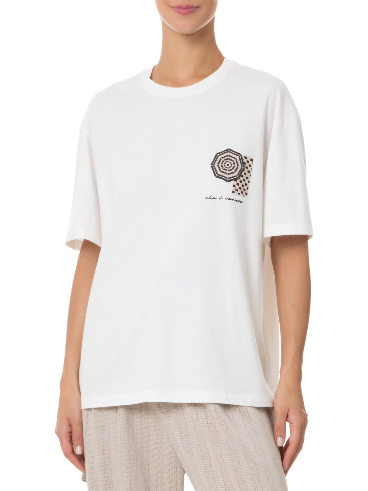 Camiseta Feminina Silk Ela É Carioca Off White Dress To