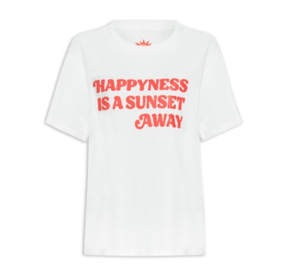 Camiseta Feminina Silk Happy Place - Branco