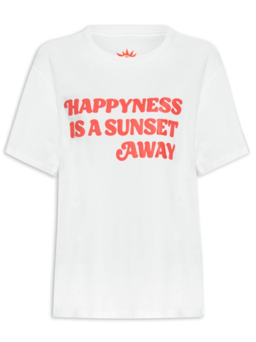 Camiseta Feminina Silk Happy Place - Branco