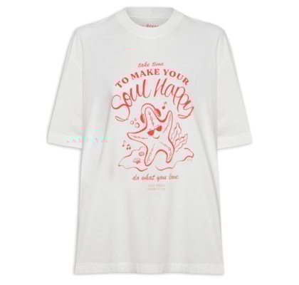 Camiseta Feminina Silk Happy Soul - Branco