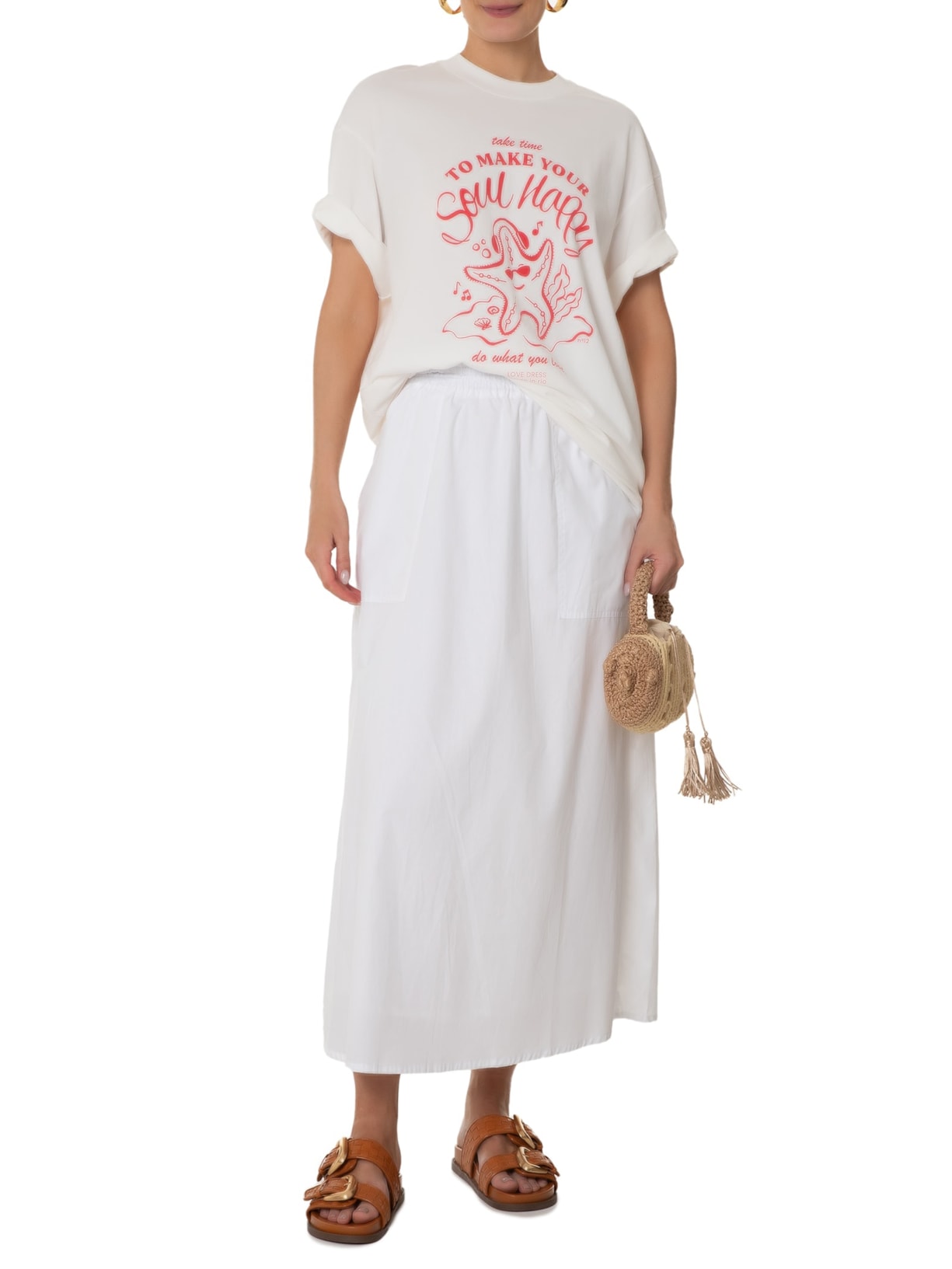 Camiseta Feminina Silk Happy Soul Branco Dress To
