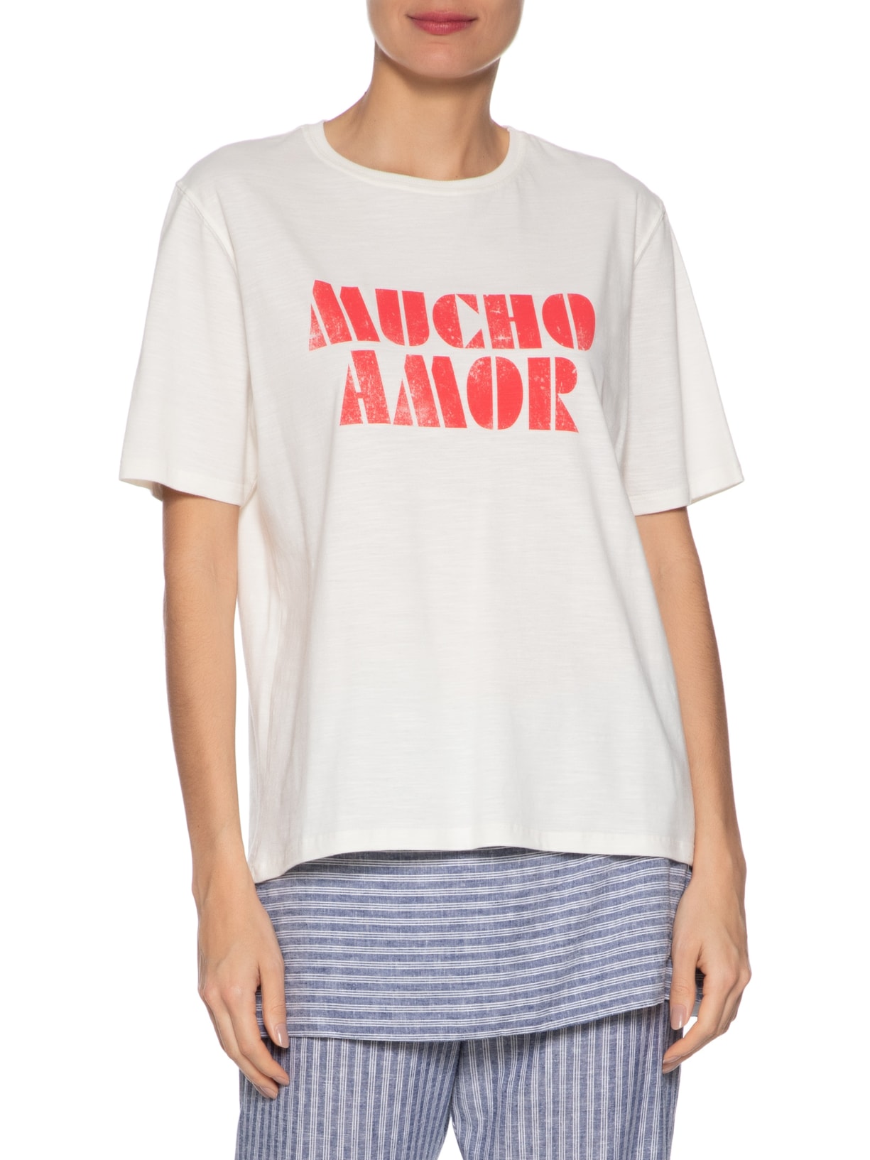 Camiseta Feminina Silk Mucho Amor Branco Maria Filó