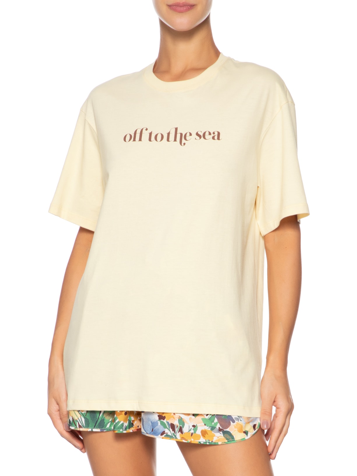 Camiseta Feminina Silk Off To The Sea Bege Dress To