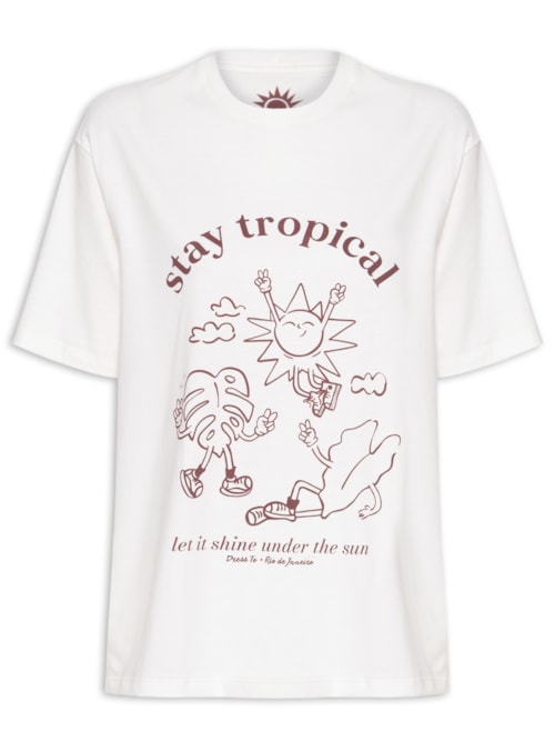 Camiseta Feminina Silk Stay Tropical - Branco