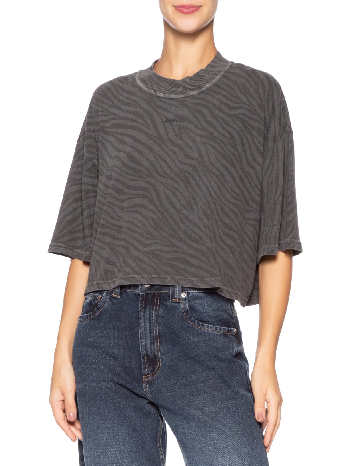 Camiseta Feminina Silk Zebra Cinza Animale Jeans
