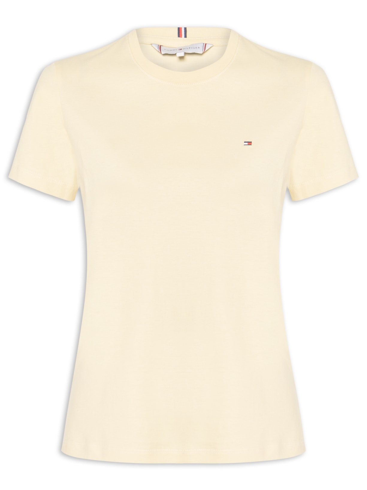 ?Camiseta Feminina Slim Cody C-NK SS Amarelo Tommy Hilfiger