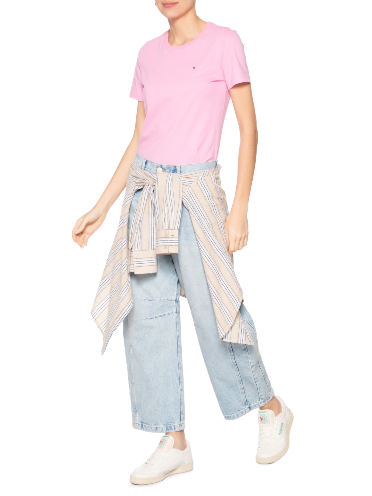 Camiseta Feminina Slim Cody C-NK SS Rosa Tommy Hilfiger