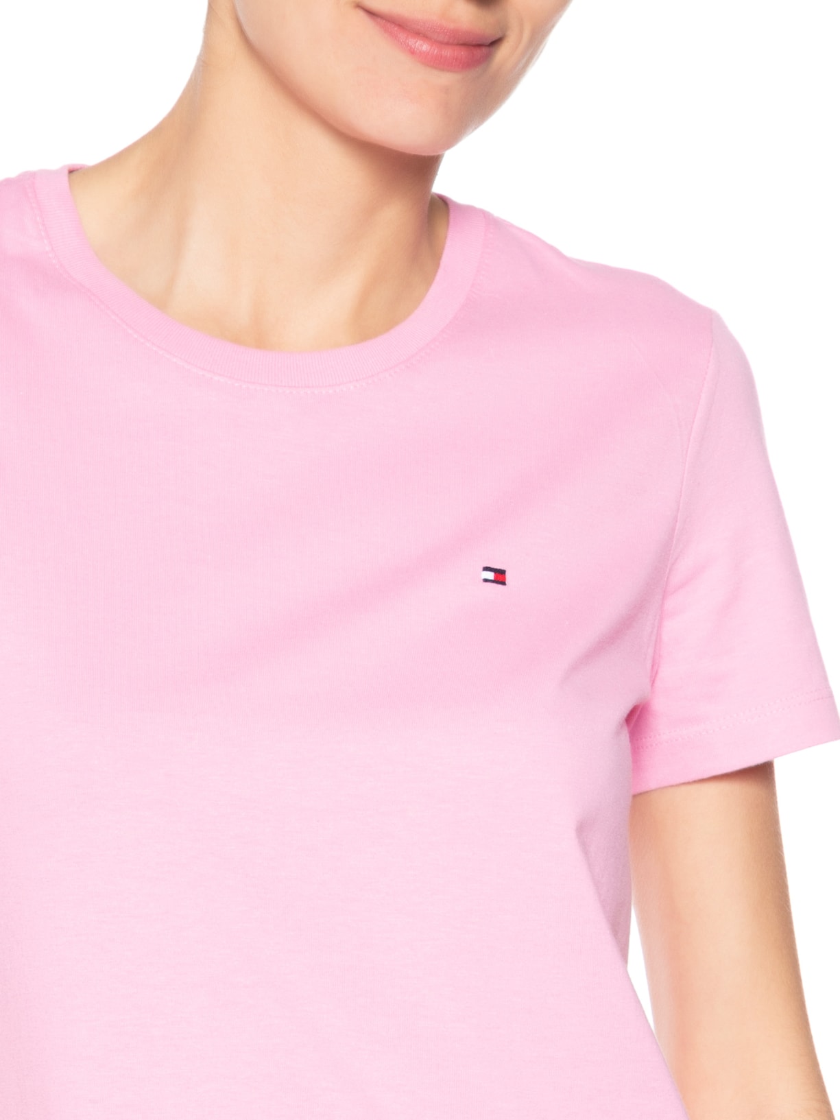 Camiseta Feminina Slim Cody C-NK SS Rosa Tommy Hilfiger