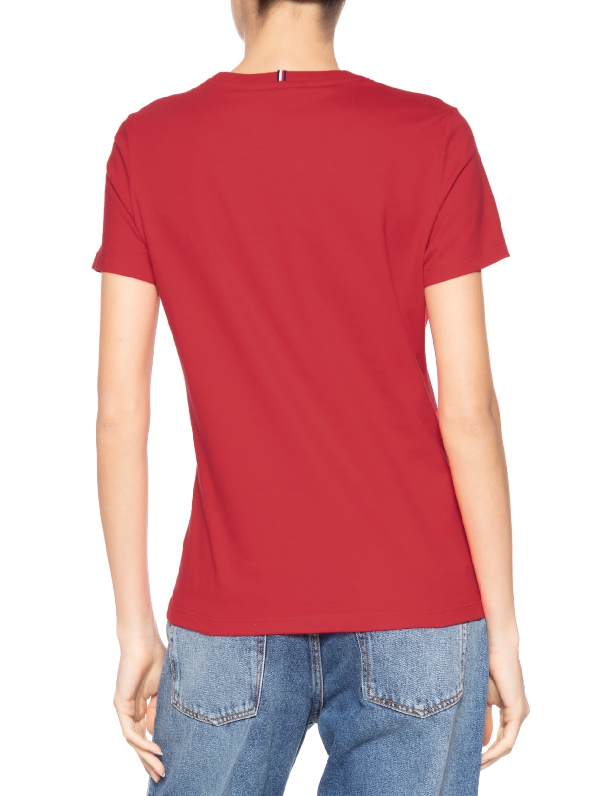 ?Camiseta Feminina Slim Cody C-NK SS Vermelho Tommy Hilfiger
