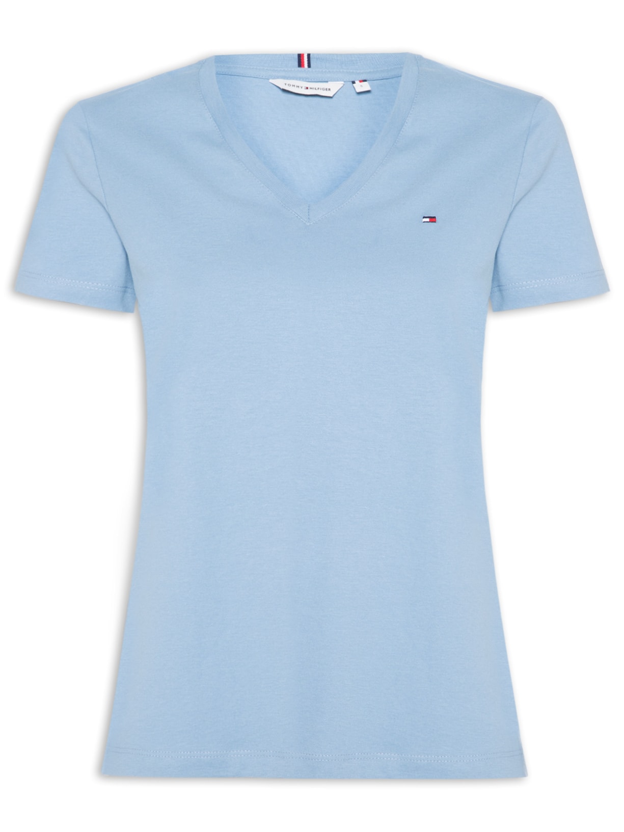 Camiseta Feminina Slim Cody V-Nk Ss Azul Tommy Hilfiger