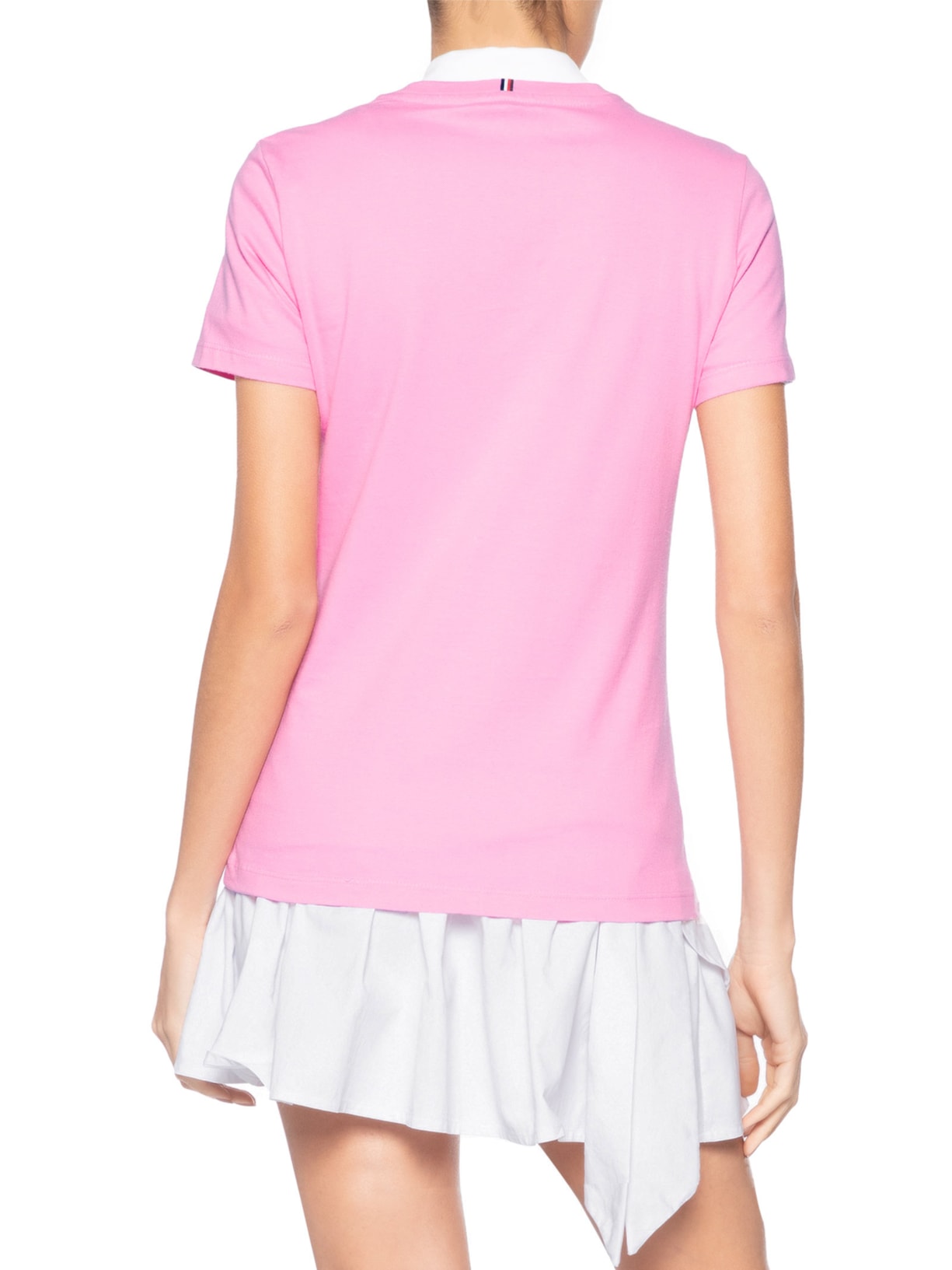 Camiseta Feminina Slim Cody V-NK SS Rosa Tommy Hilfiger