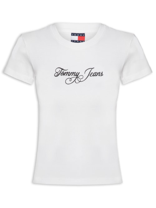 Camiseta Feminina Slim Ess Logo 1 Rib Tee – Branco
