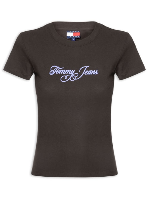 Camiseta Feminina Slim Ess Logo 1 Rib Tee – Marrom
