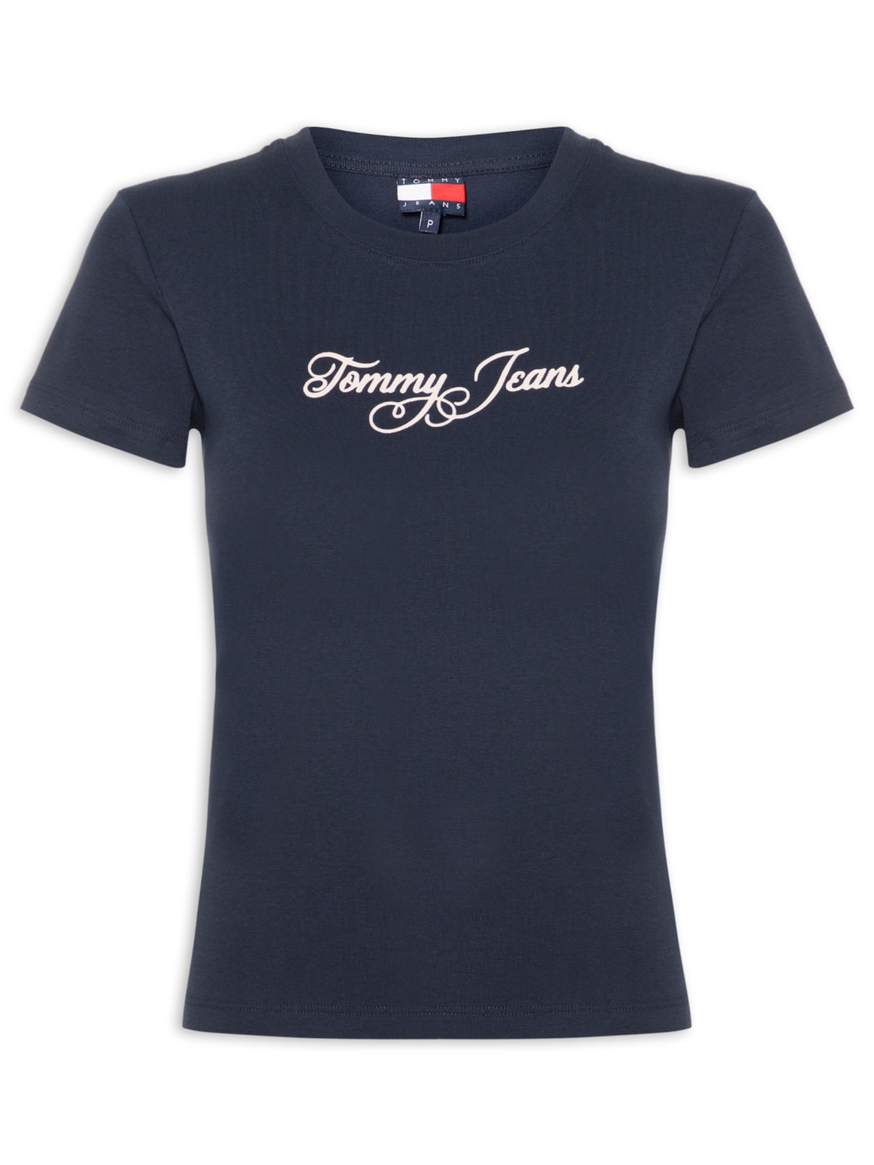 Camiseta Feminina Slim Ess Logo 1 Rib Tee – Azul Tommy Jeans