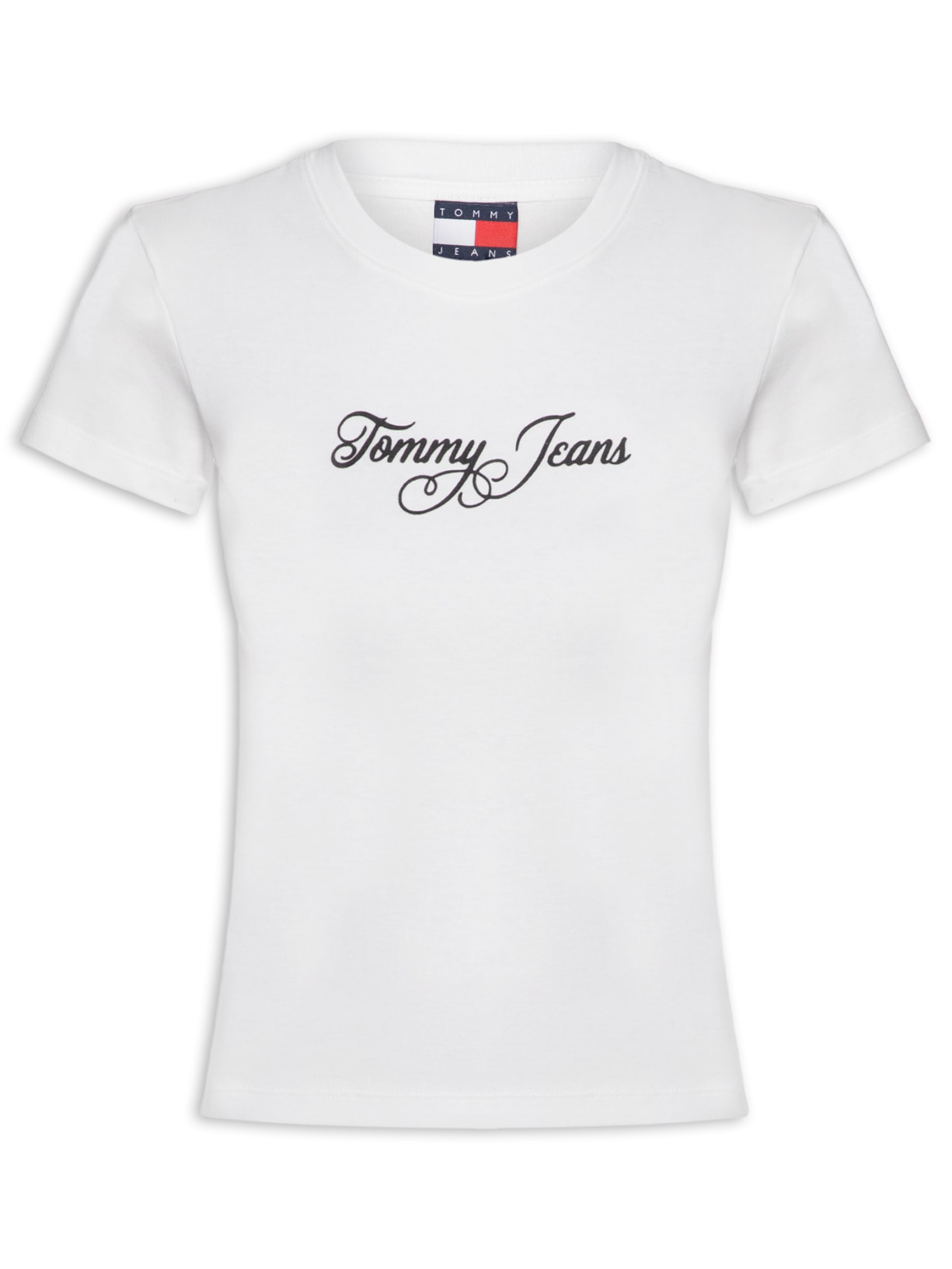 Camiseta Feminina Slim Ess Logo 1 Rib Tee – Branco Tommy Jeans