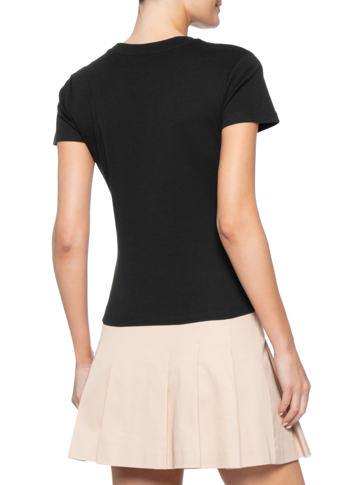 Camiseta Feminina Slim Ess Logo 1 Rib Tee – Preto Tommy Jeans