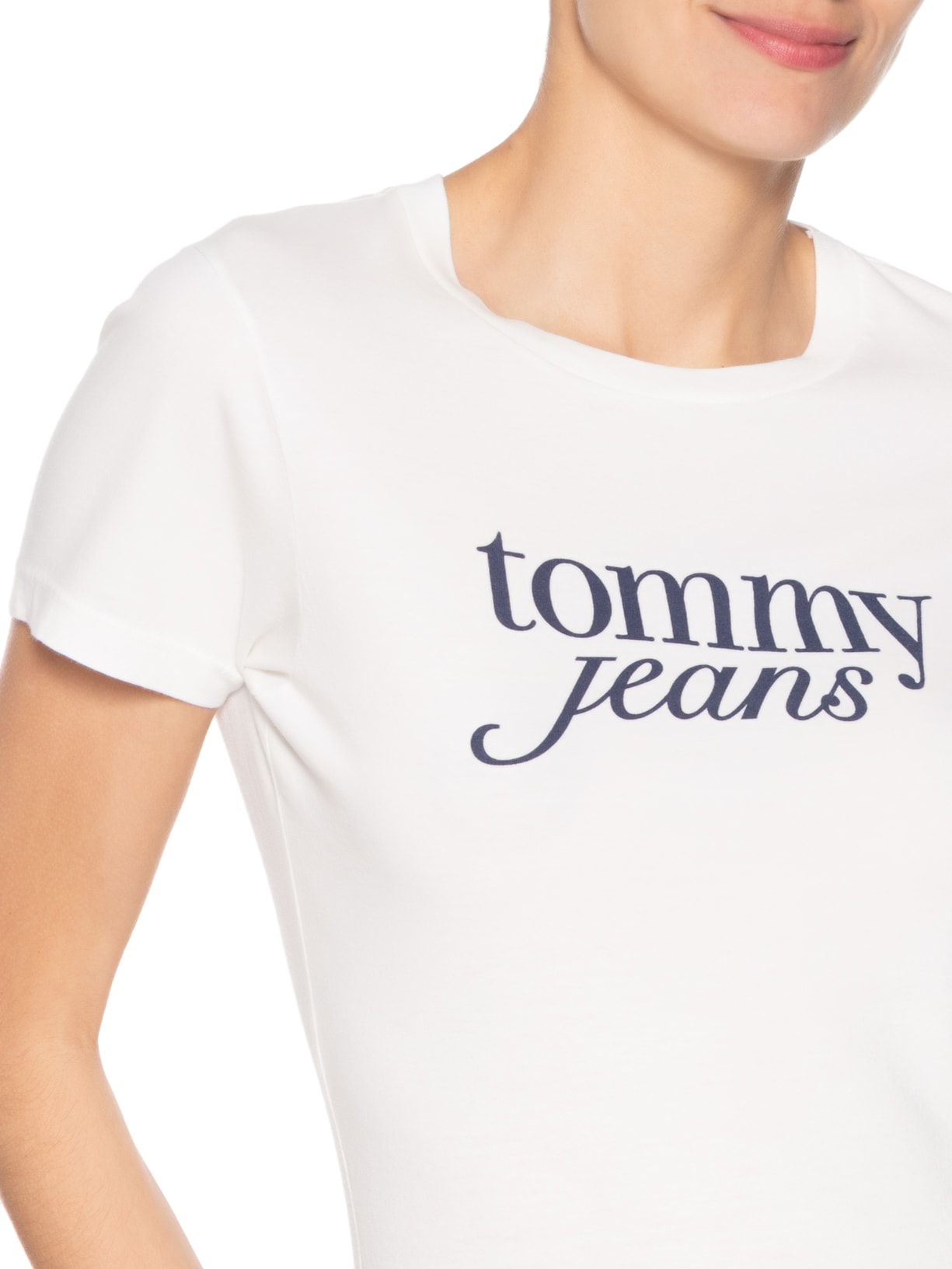 ?Camiseta Feminina Slim Essential Logo Tee Ext Branco Tommy Jeans