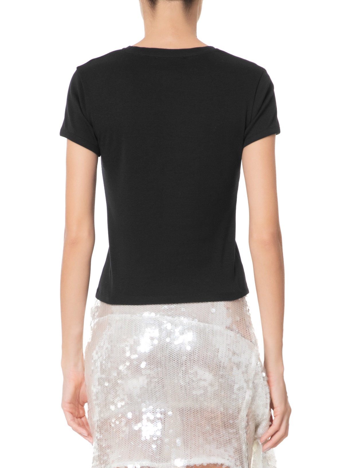 Camiseta Feminina Slim Fit Alien Head Print Preto Coperni