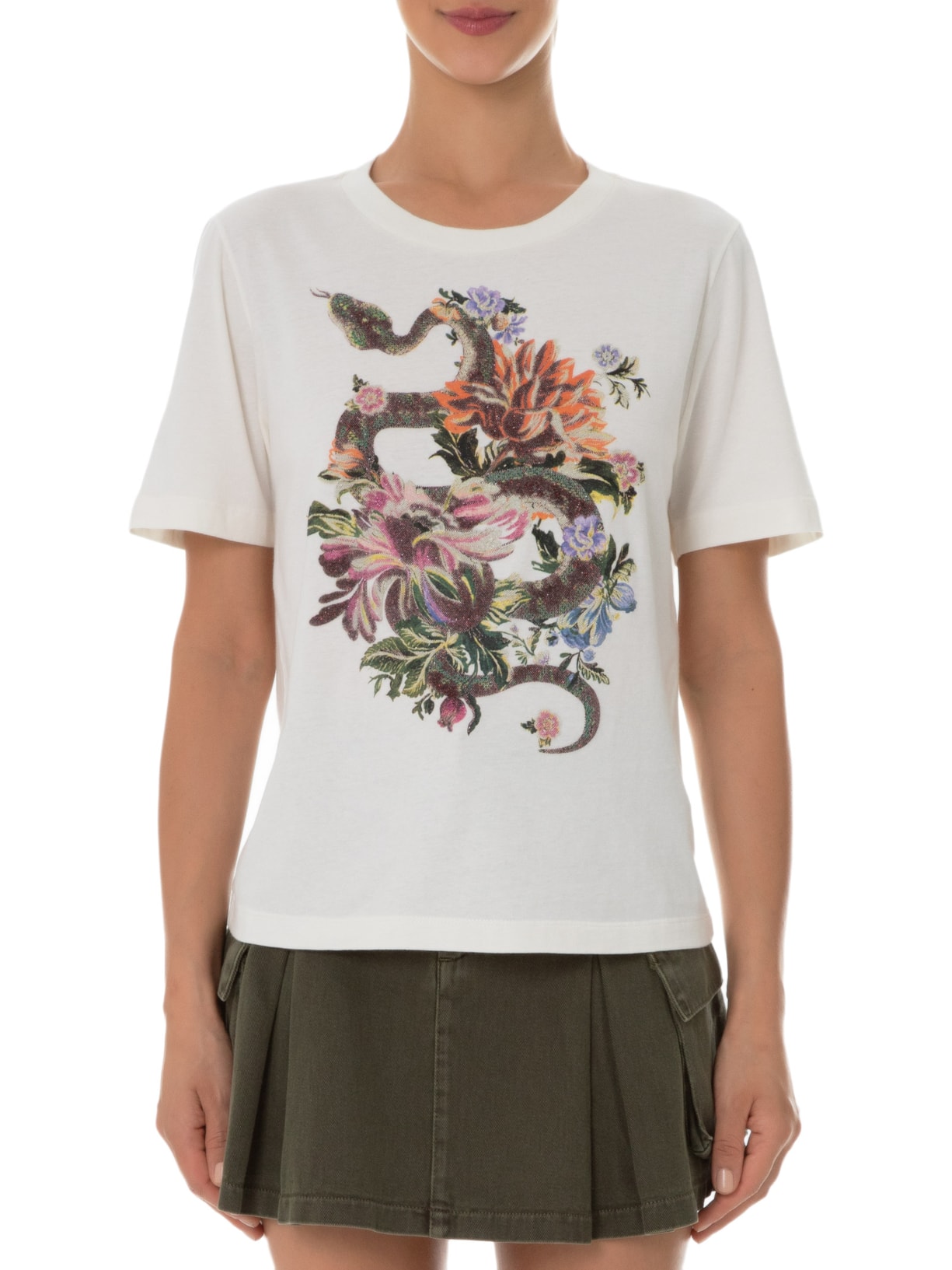 Camiseta Feminina Slim Flowers Off White Bo.bô