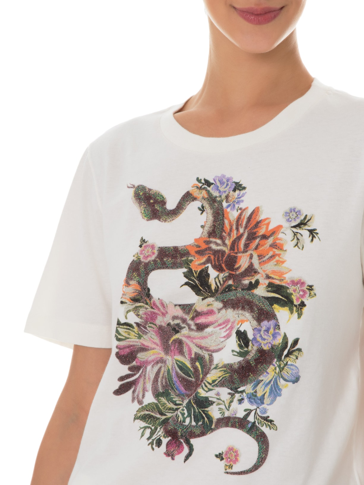 Camiseta Feminina Slim Flowers Off White Bo.bô