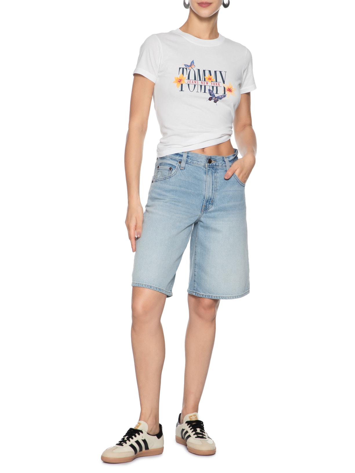 Camiseta Feminina Slim Tjw Butterfly Tee Branco Tommy Jeans