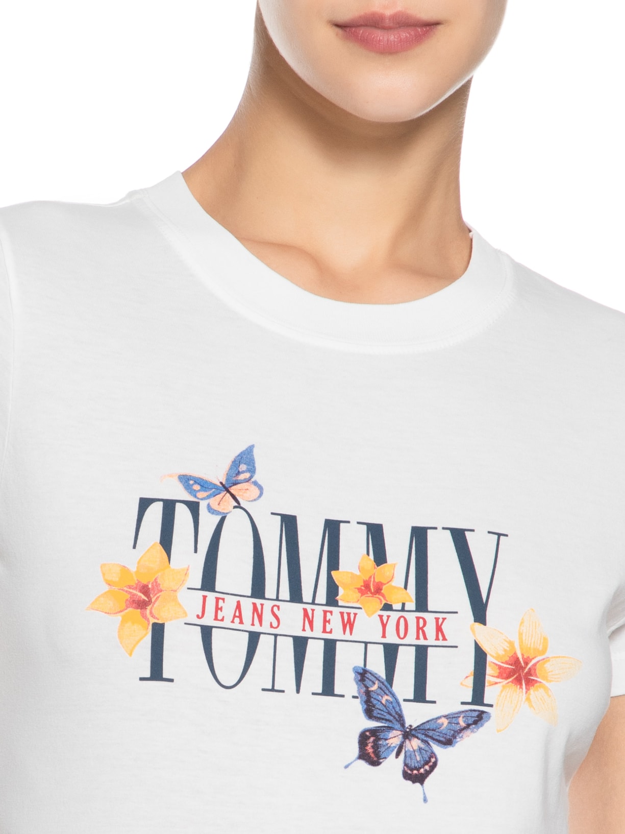 Camiseta Feminina Slim Tjw Butterfly Tee Branco Tommy Jeans