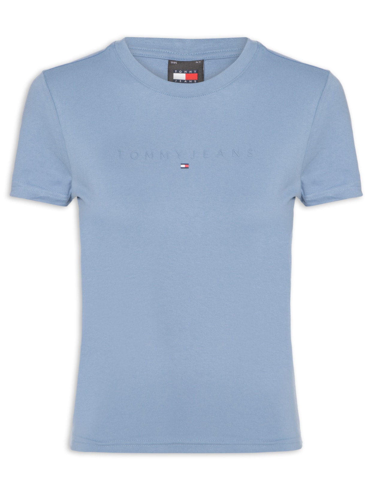Camiseta Feminina Slim Tonal Linear Tee Ext Azul Tommy Jeans
