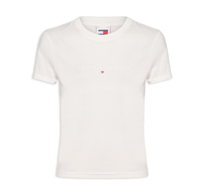 Camiseta Feminina Slim Tonal Linear Tee Ext - Branco