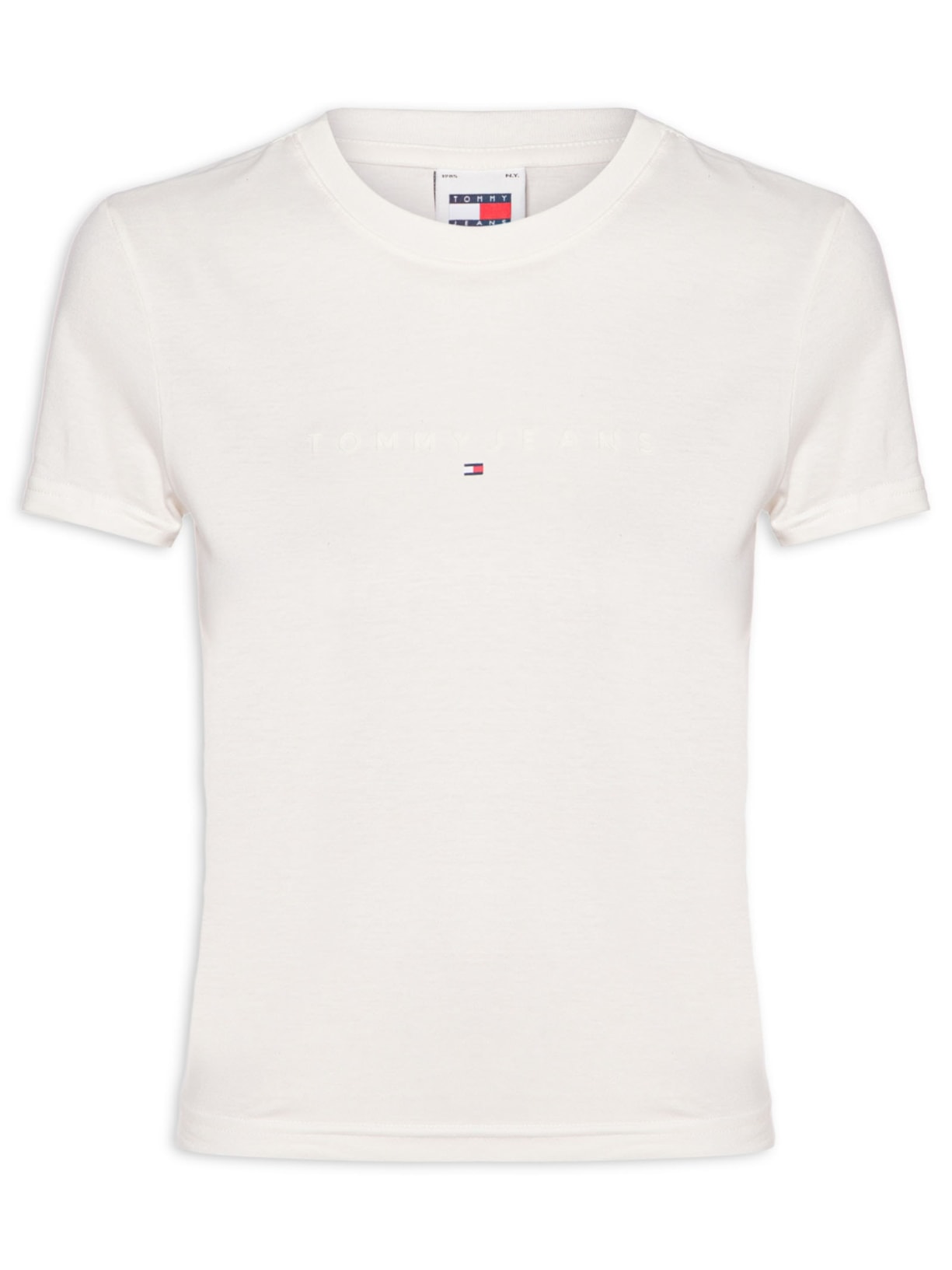 Camiseta Feminina Slim Tonal Linear Tee Ext - Branco