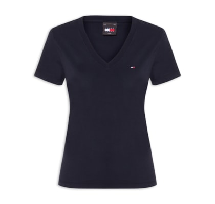 Camiseta Feminina Slim V-neck Tee - Azul