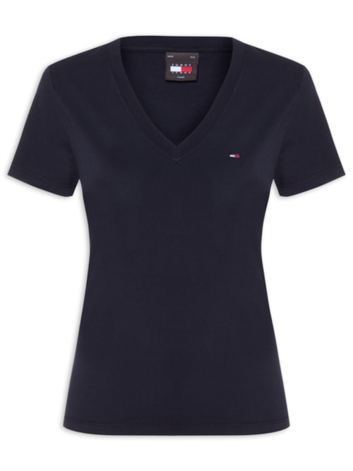 Camiseta Feminina Slim V-neck Tee - Azul
