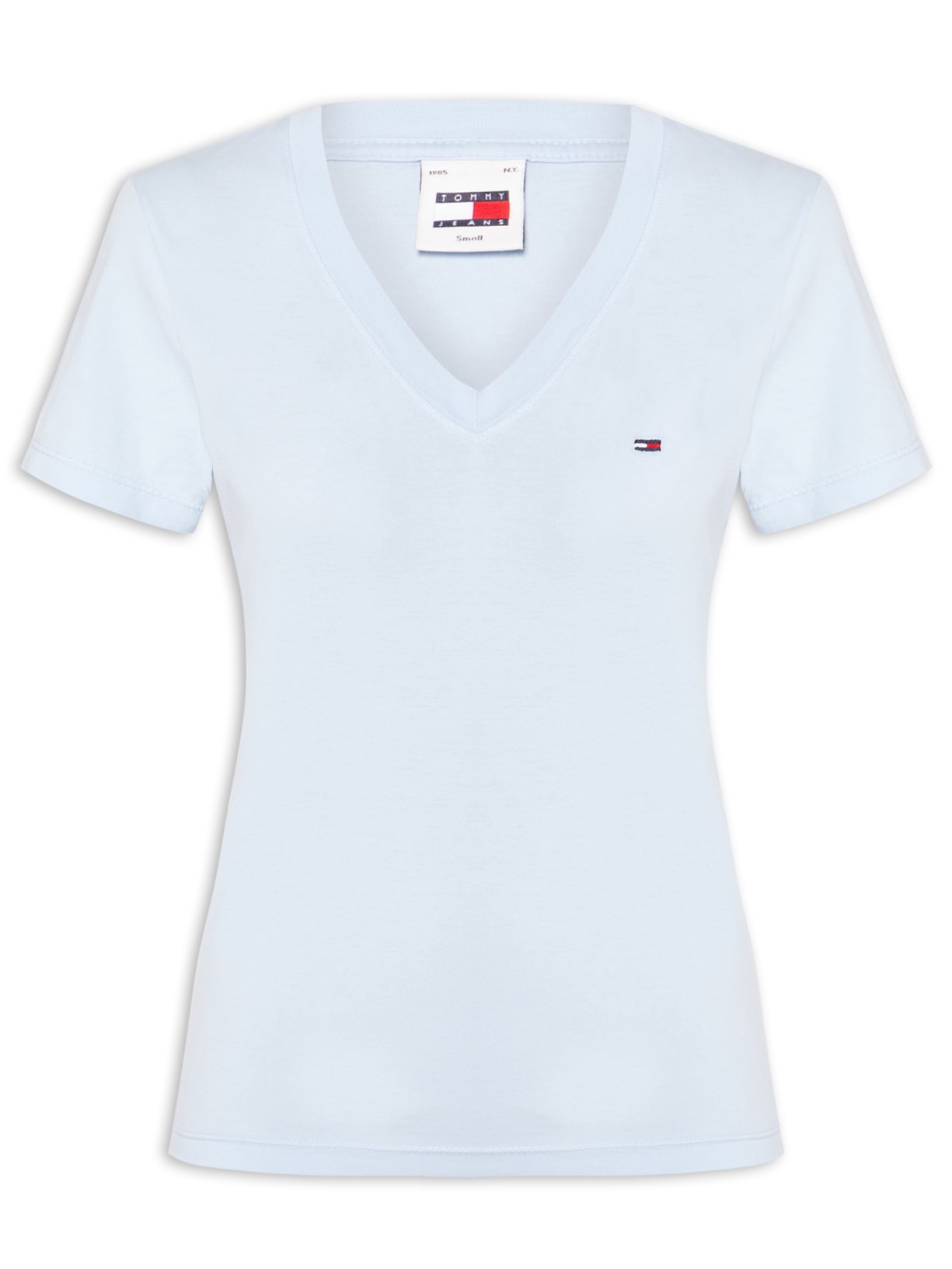 Camiseta Feminina Slim V-neck Tee Azul Tommy Jeans