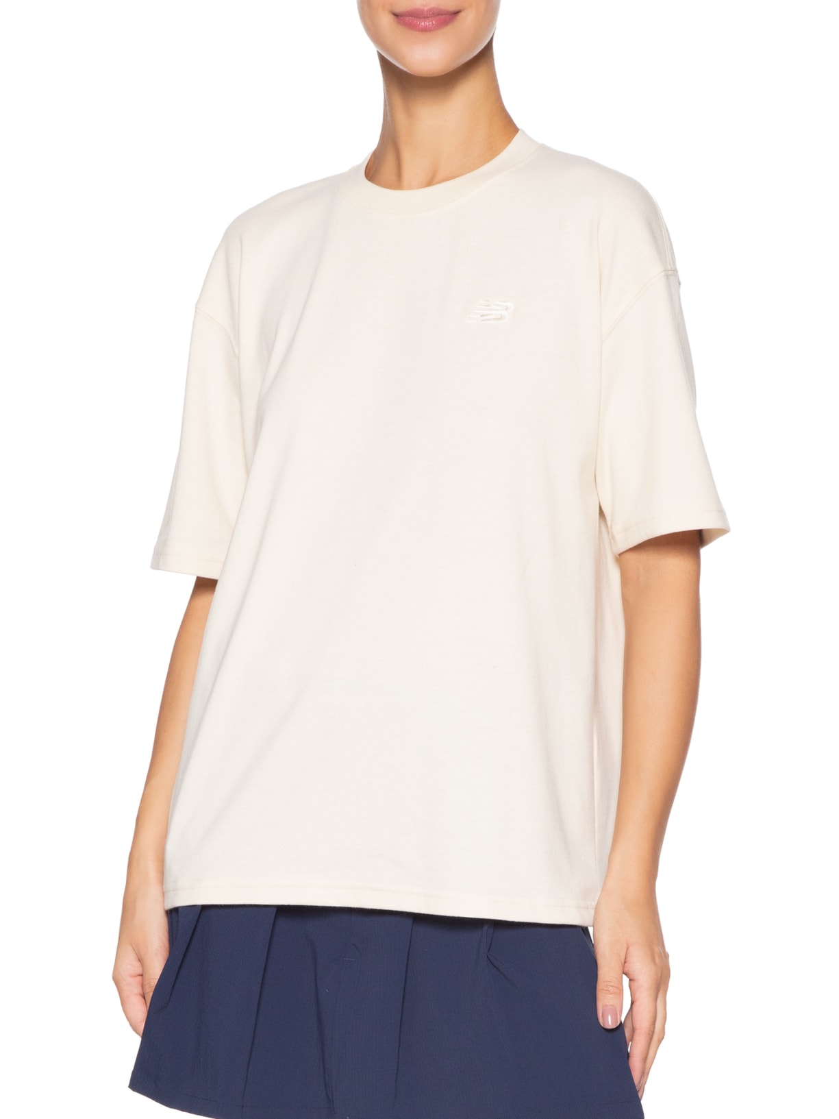 Camiseta Feminina Small Logo Over Bege New Balance