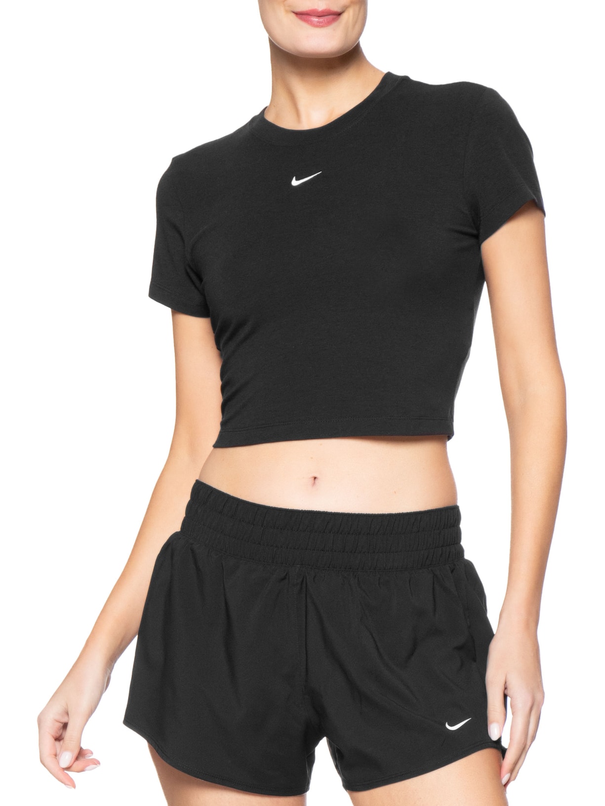 Camiseta Feminina Sportswear Chill Knit Cropped Preto Nike