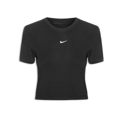 Camiseta Feminina Sportswear Chill Knit Cropped - Preto