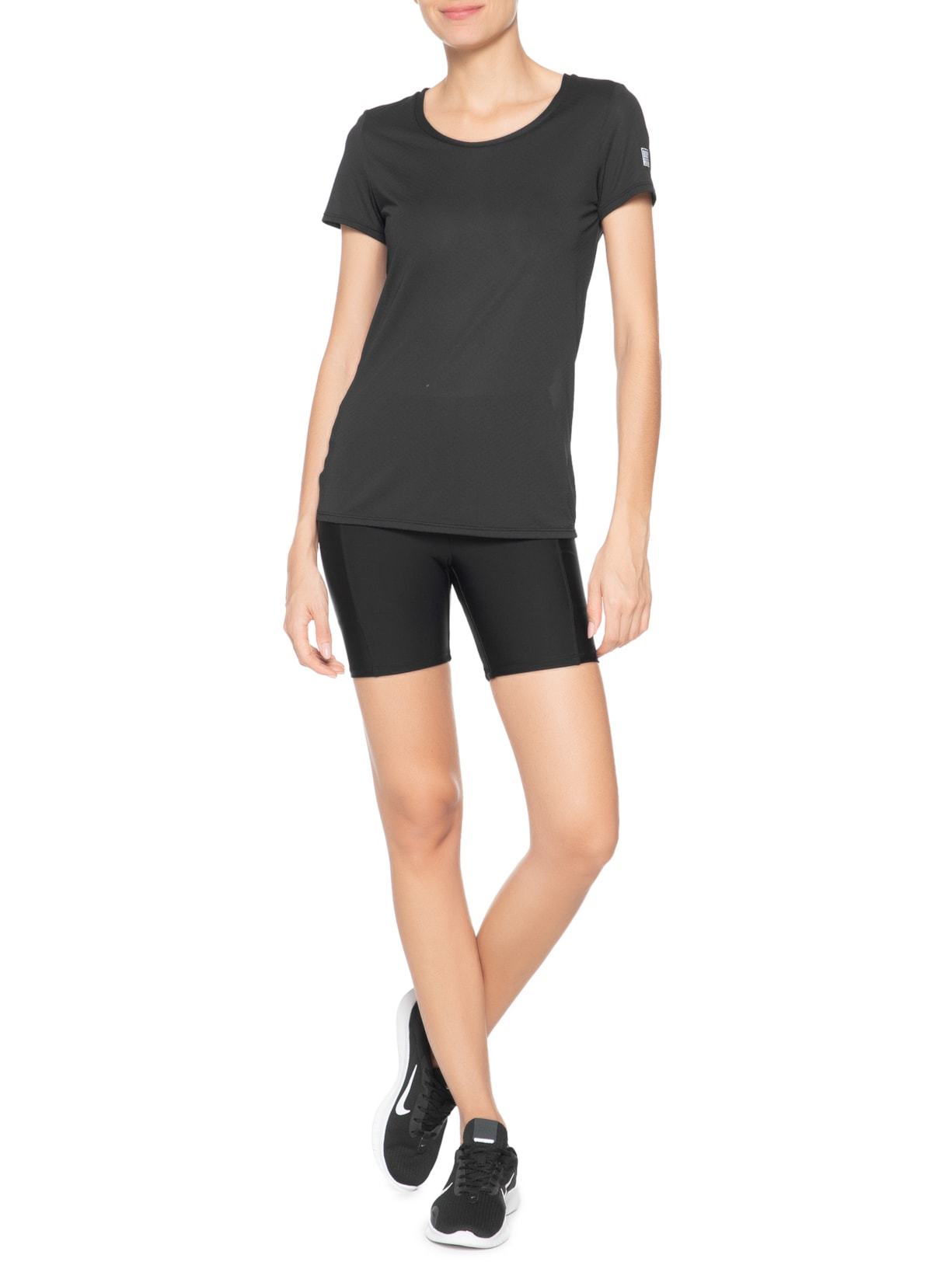 Camiseta Feminina Sportswear Manga Curta Preto Body For Sure