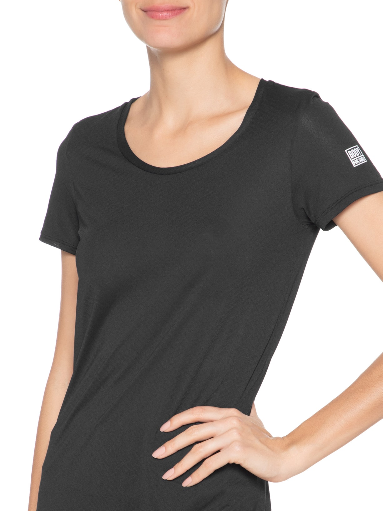 Camiseta Feminina Sportswear Manga Curta Preto Body For Sure