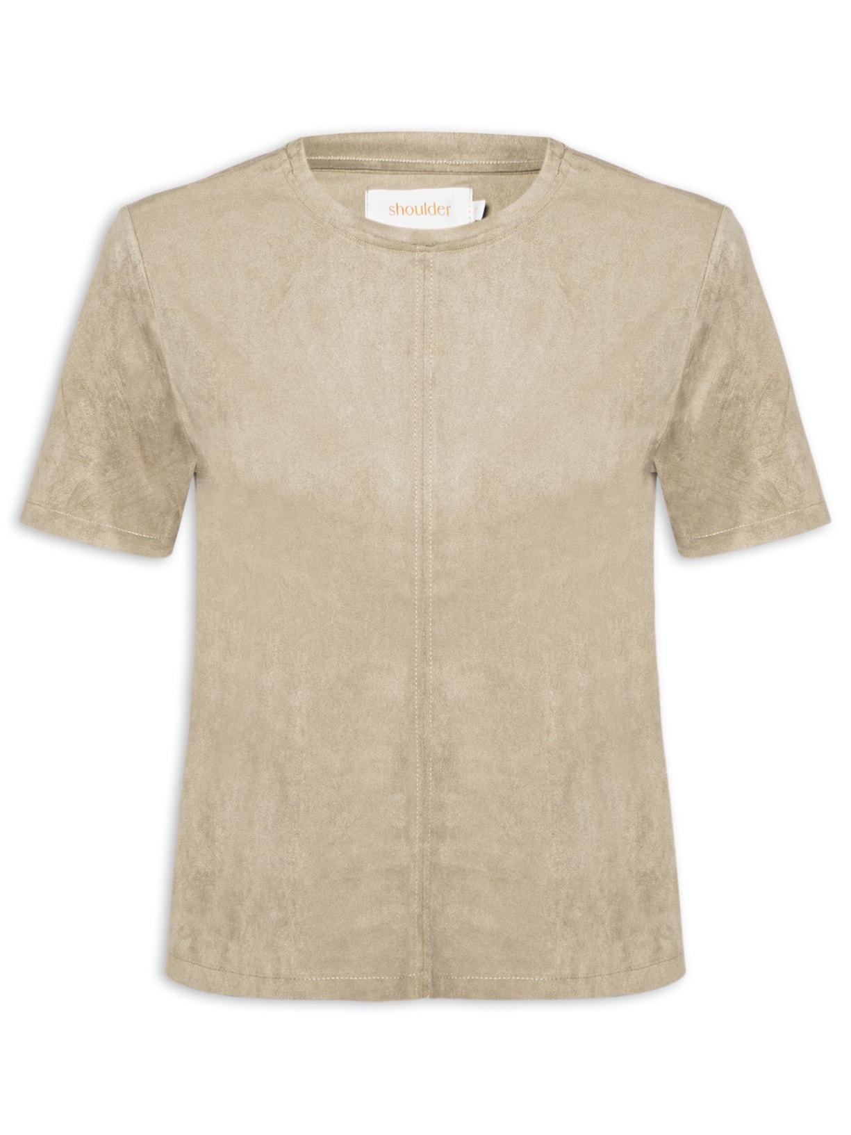 Camiseta Feminina Suede Decote Careca - Bege
