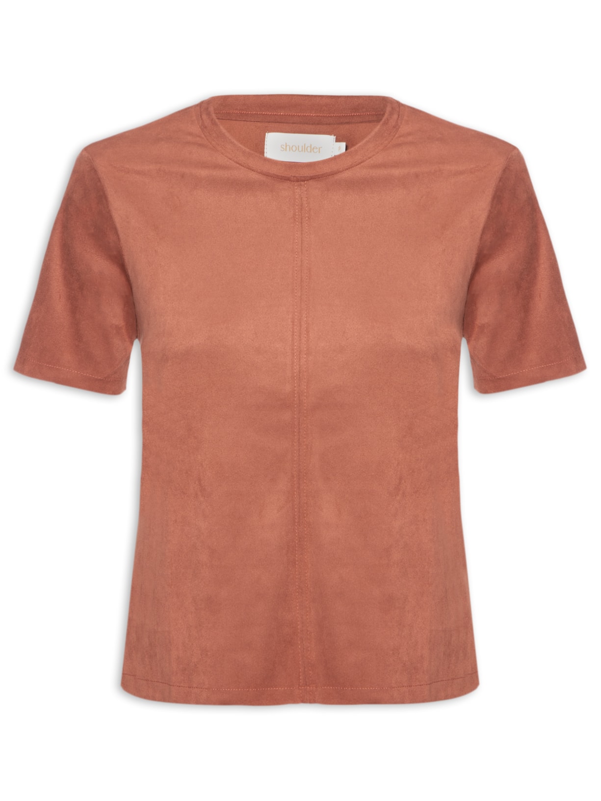 Camiseta Feminina Suede Decote Redondo - Vermelho