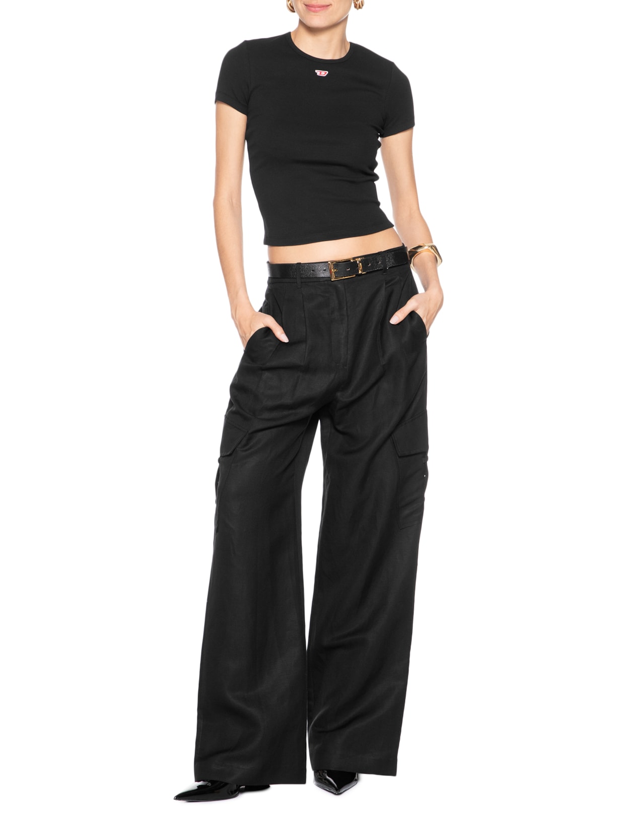 Camiseta Feminina T-Ele-Long-D Preto Diesel