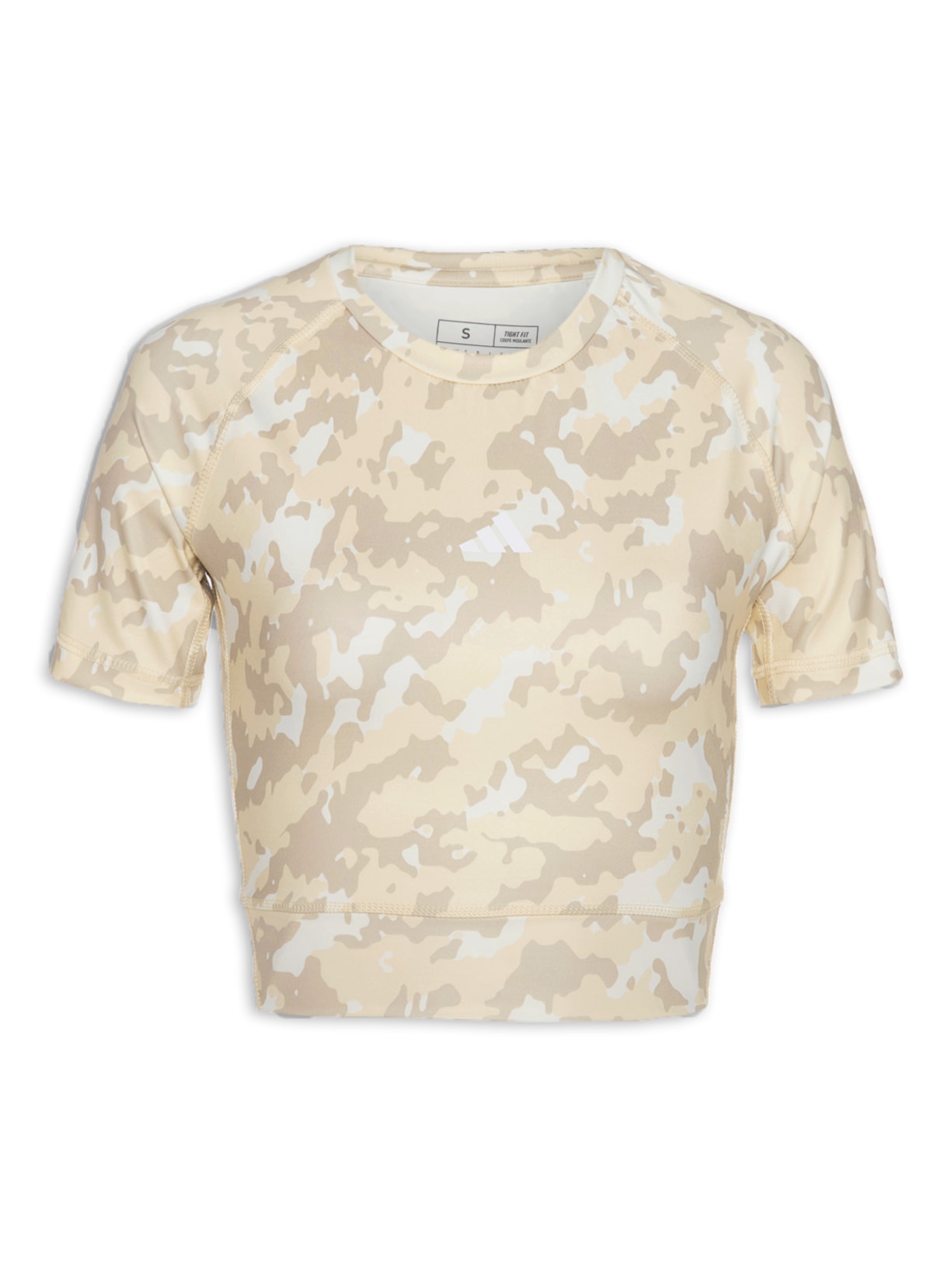 Camiseta Feminina Techifit Camo Cropped - Bege