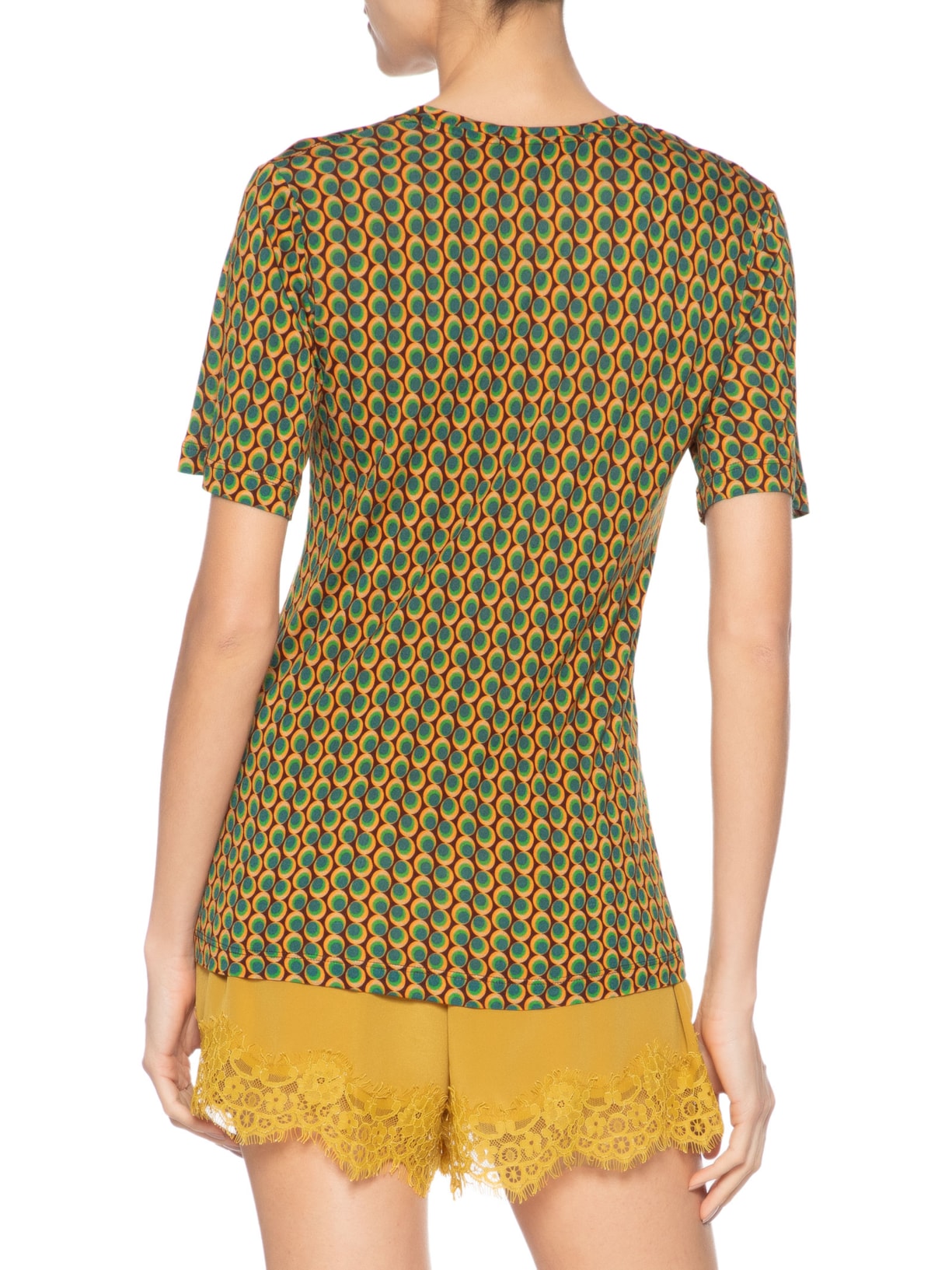 Camiseta Feminina Tee Decote V Manga Curta Geo Paletine Color Verde Animale