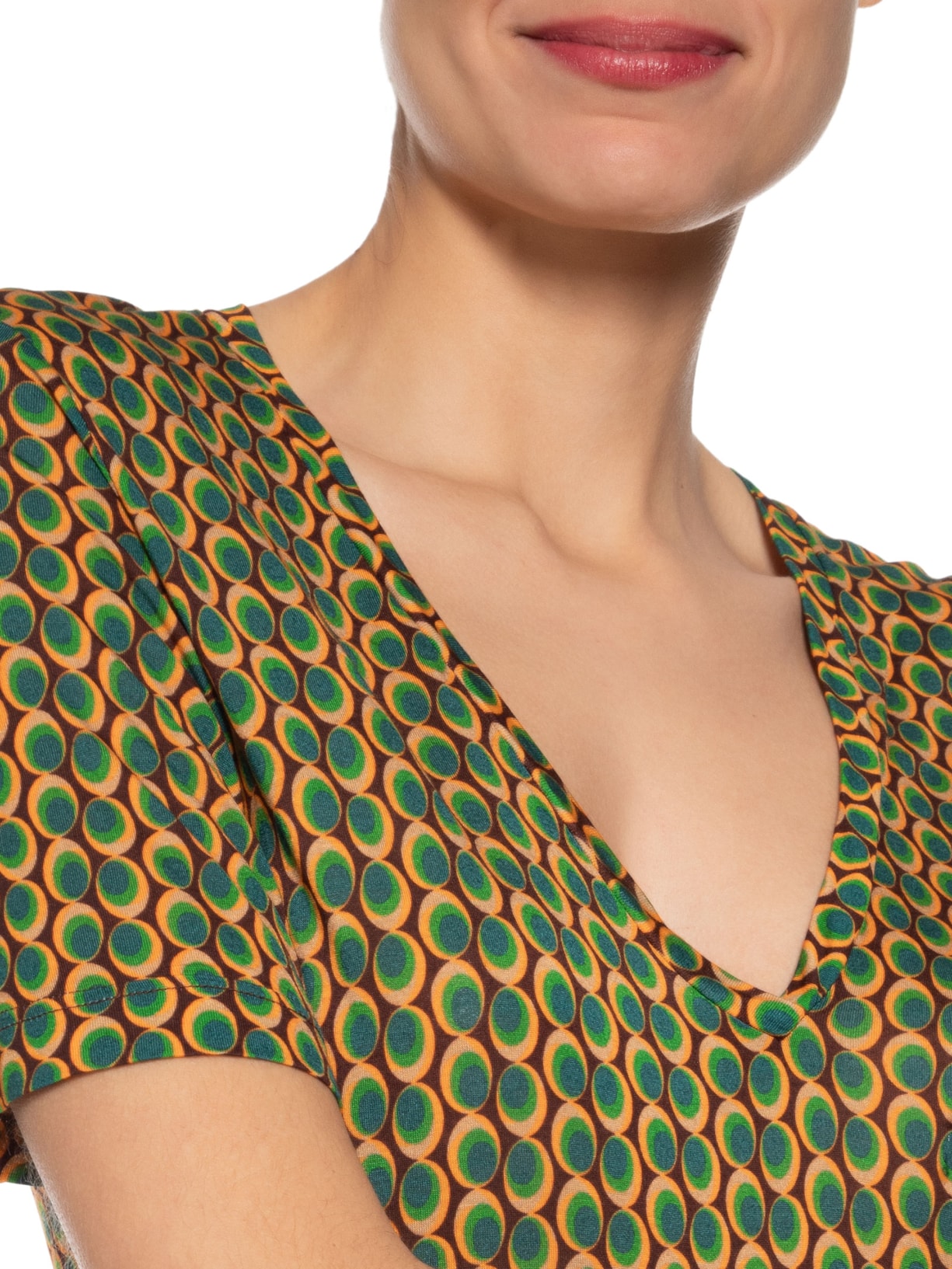 Camiseta Feminina Tee Decote V Manga Curta Geo Paletine Color Verde Animale